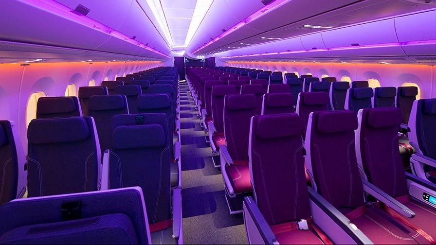 Qatar Airways’ new plane battles jet lag with ambient light, hospital-grade air filters