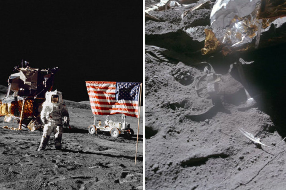 NASA says moon covered in TRASH including urine collector and a hammer