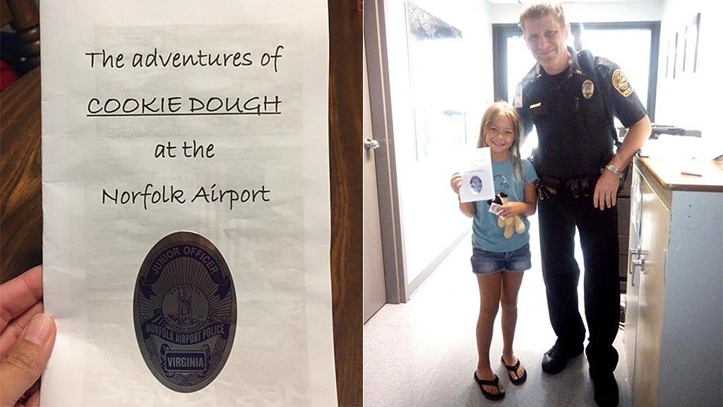Norfolk airport police find girl’s lost stuffed dog, take him on an adventure