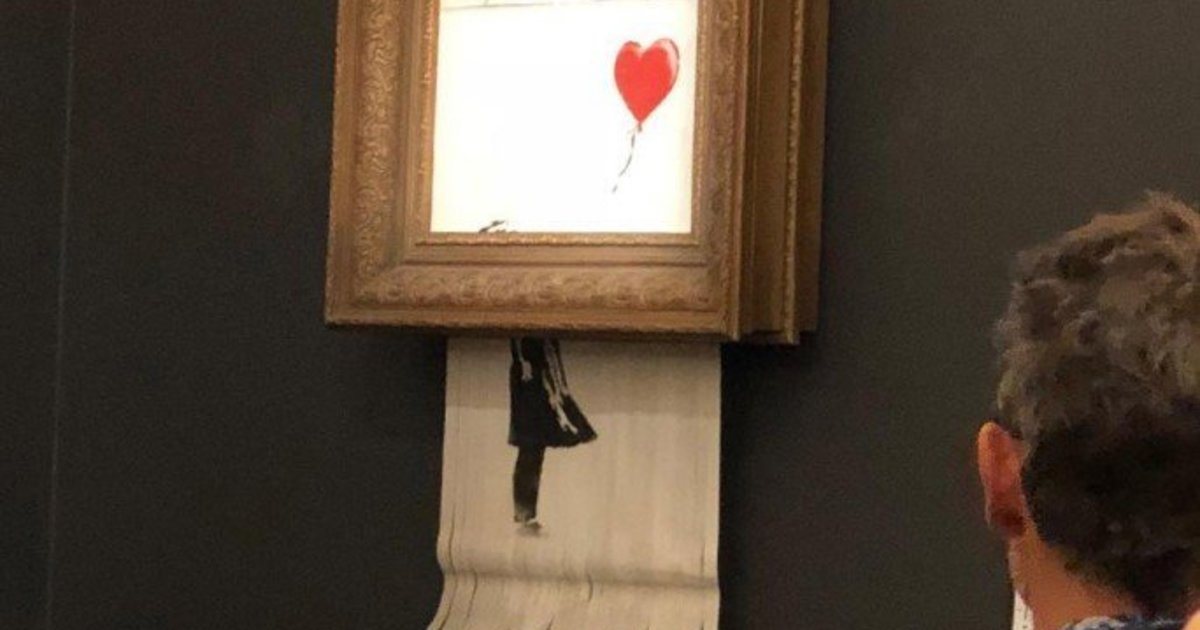 Banksy Painting Self-Destructs Immediately After Being Sold For $1.4 Million