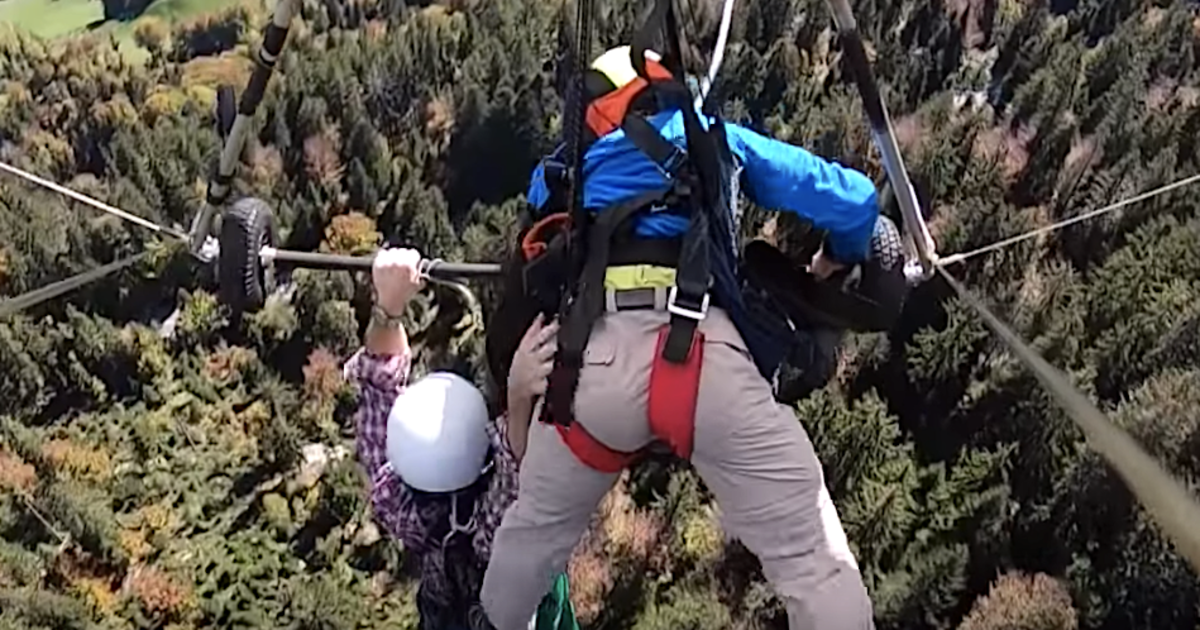 First-Time Hang Glider Hangs On For Dear Life Without Safety Harness