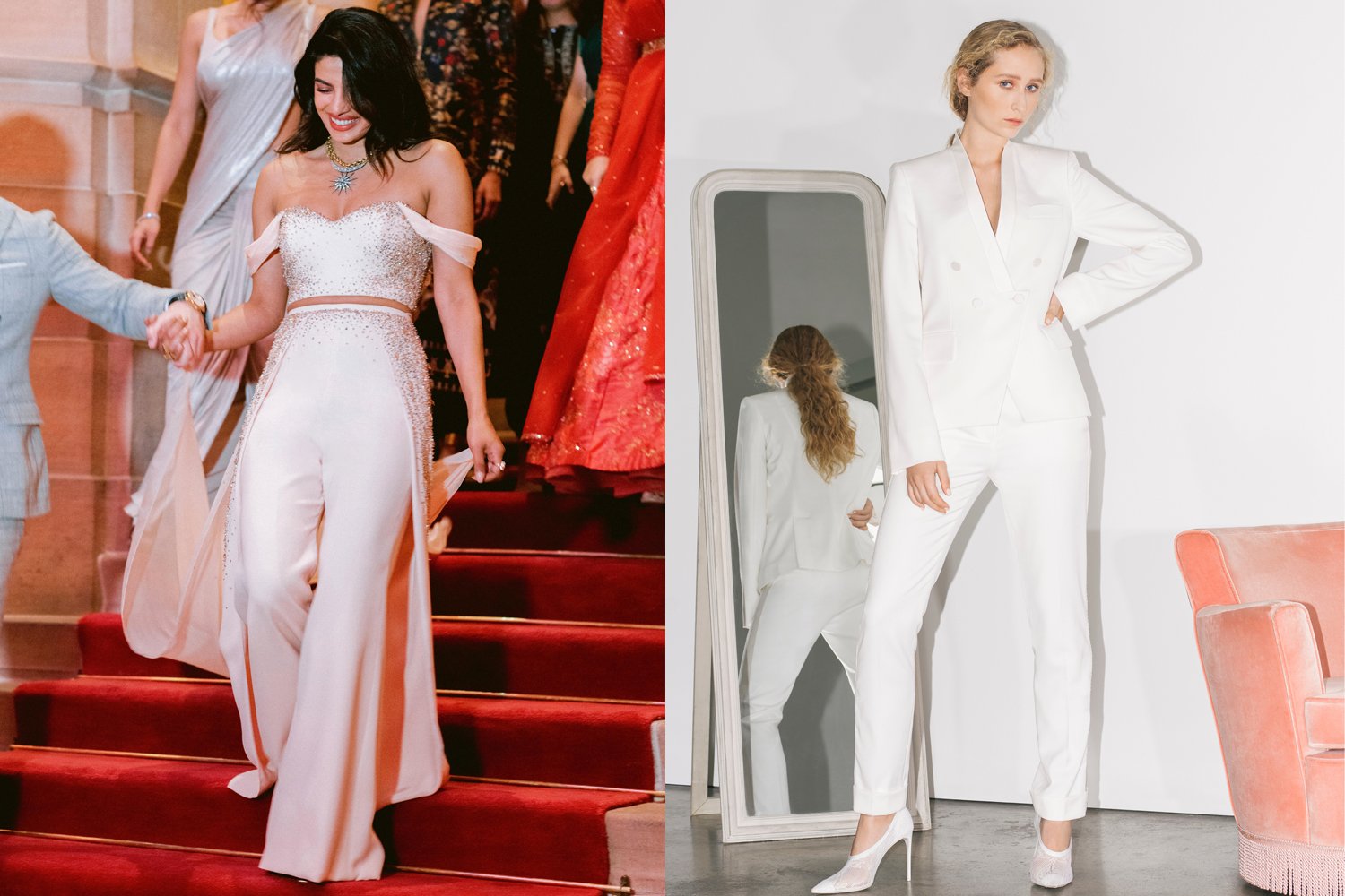 Going for two wedding outfits? Why you should make your second look a bridal trouser suit