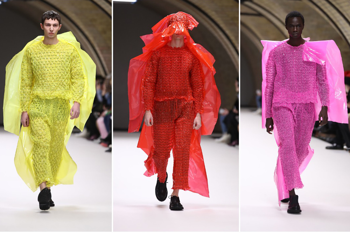 Designer Craig Green debuts plastic menswear on the runway