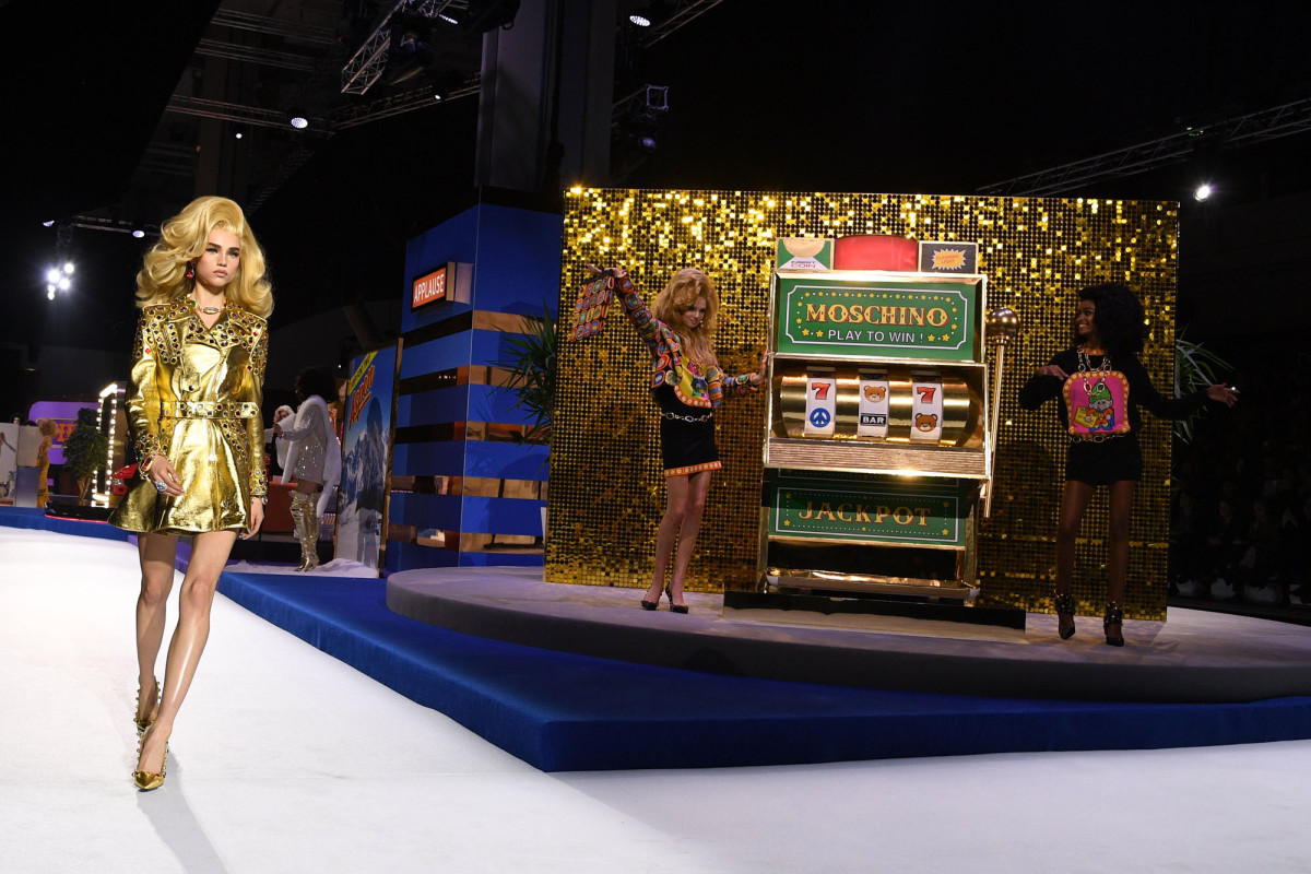 Moschino show shines with game-show theme and Ferrari