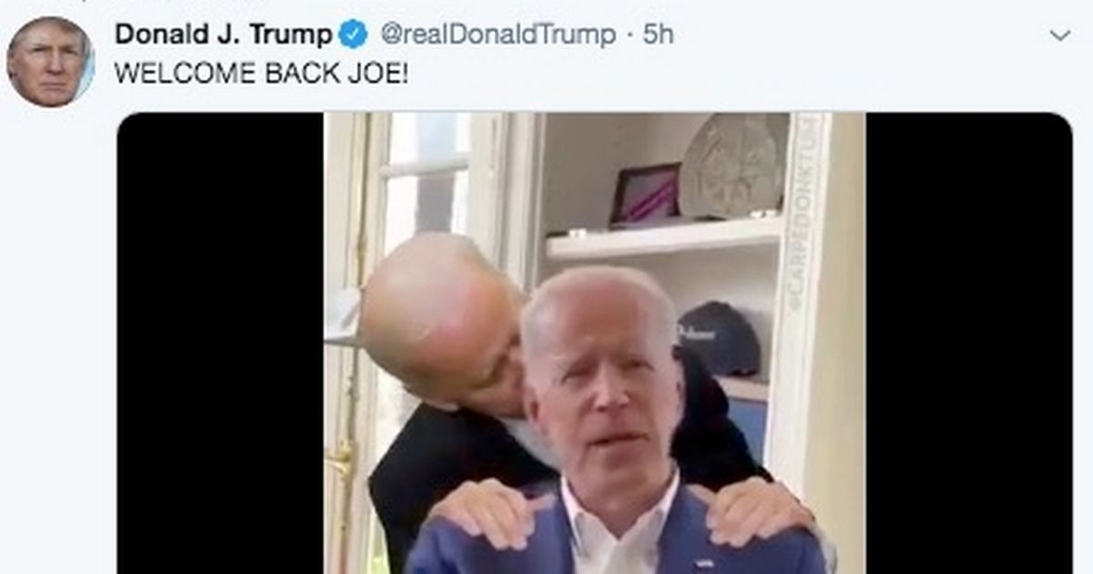 Donald Trump posts bizarre video mocking Joe Biden after ‘touching’ complaints
