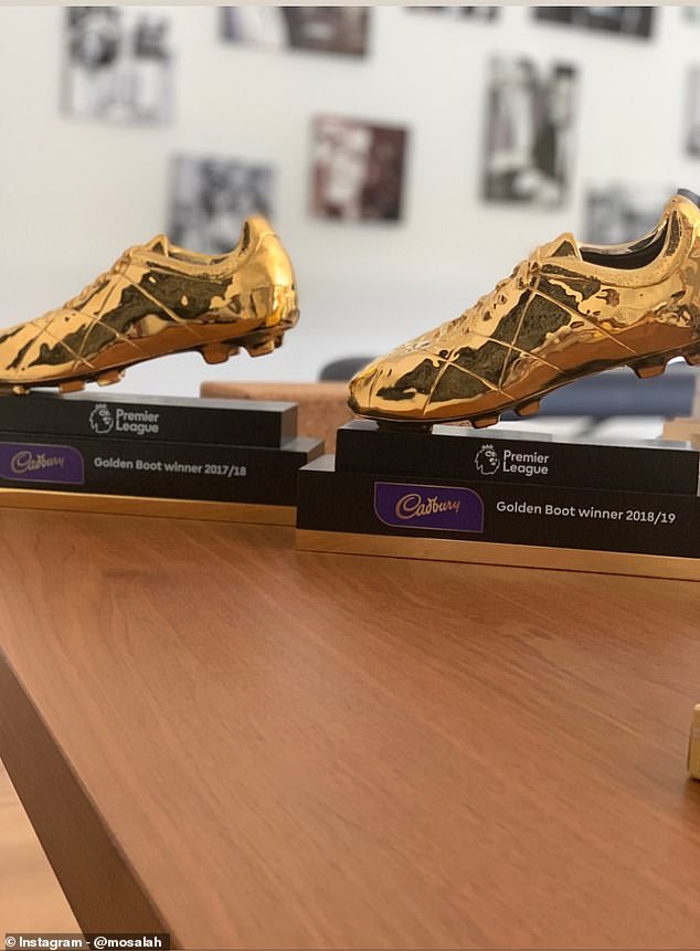 Liverpool star Mohamed Salah shares picture of his his two Premier League golden boots together