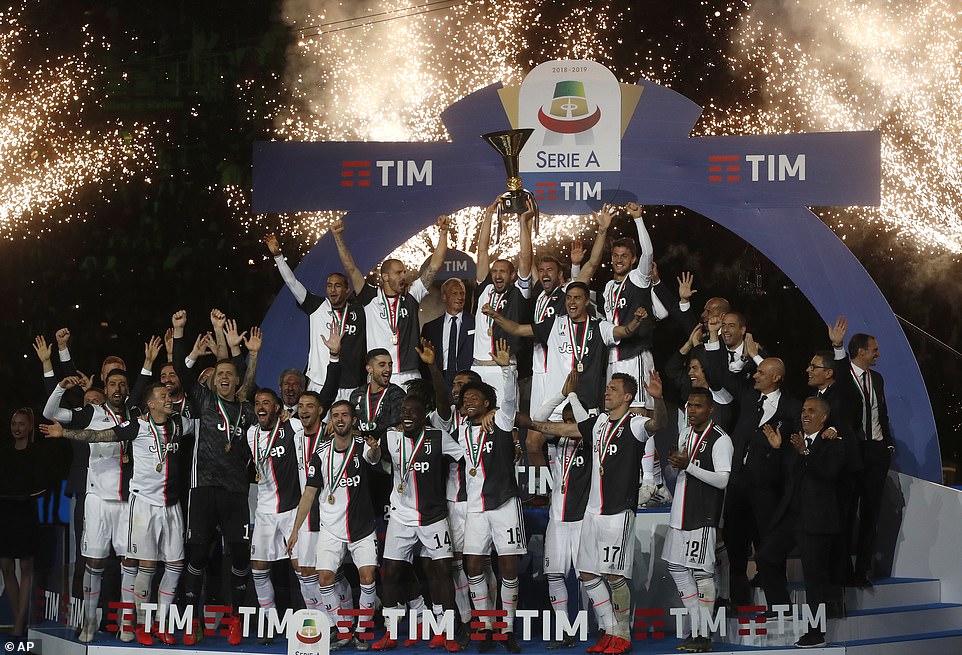Juventus celebrate eighth successive Serie A title in style as Massimiliano Allegri gets send off