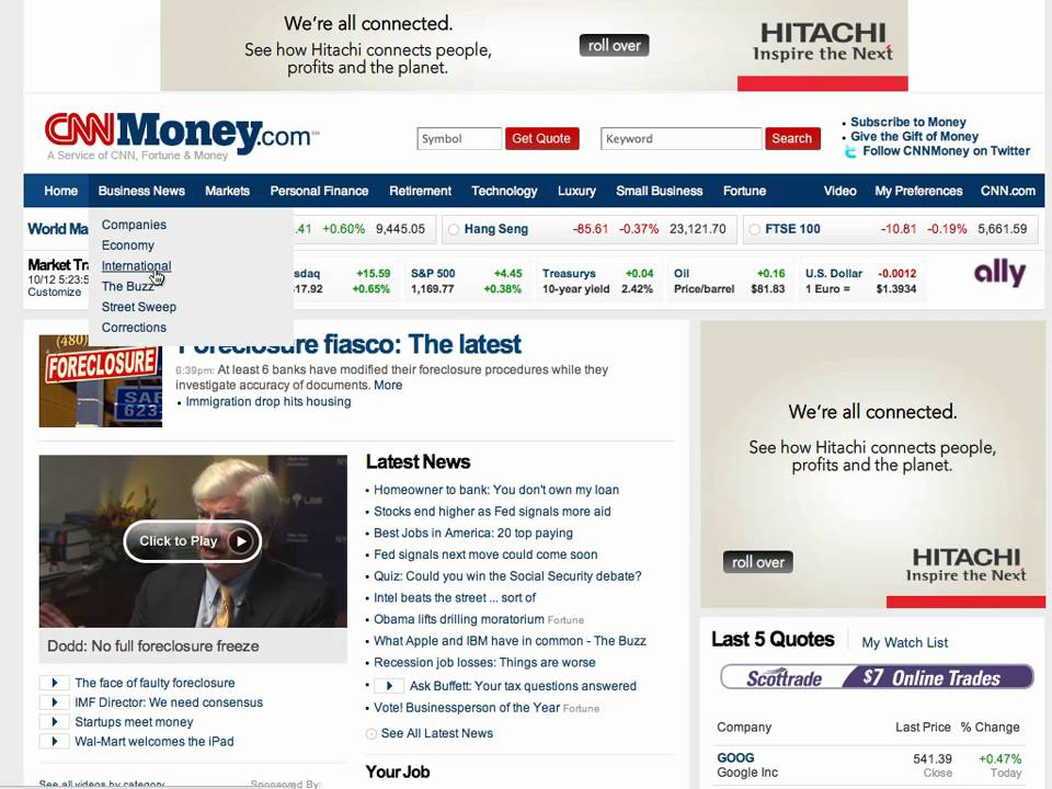 CNN Money Navigation