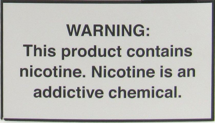 Nicotine warning label.