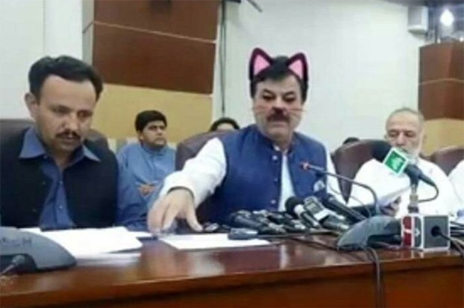 Pakistan government live stream gets 100% funnier after techs accidentally turn on cat fil
