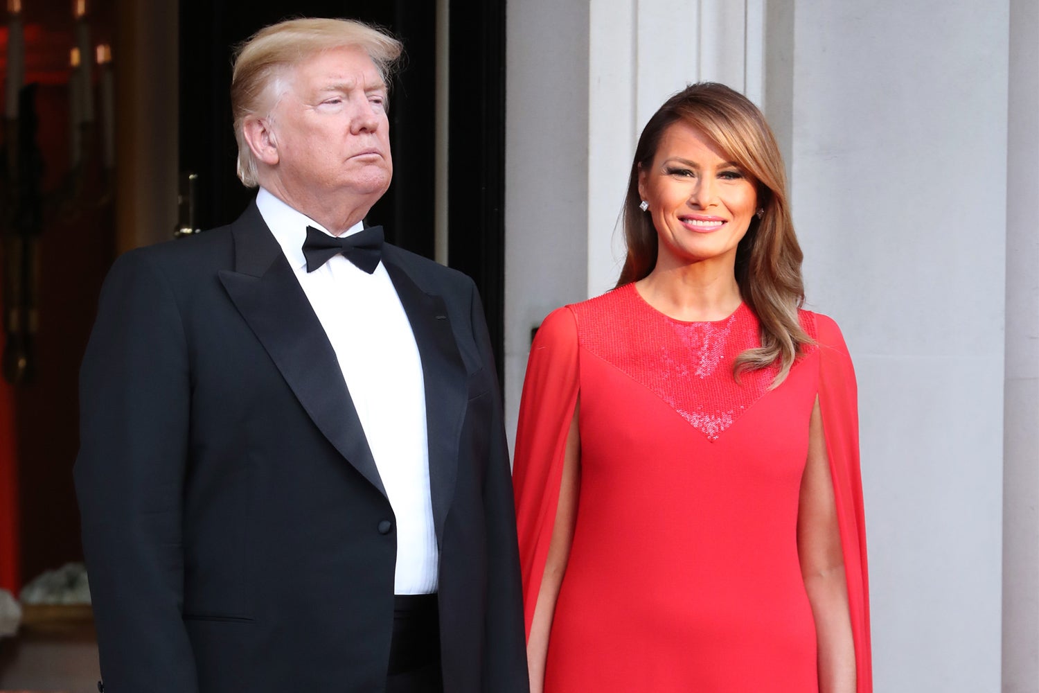 Melania Trump wears Meghan Markle-inspired caped Givenchy gown for Winfield House dinner