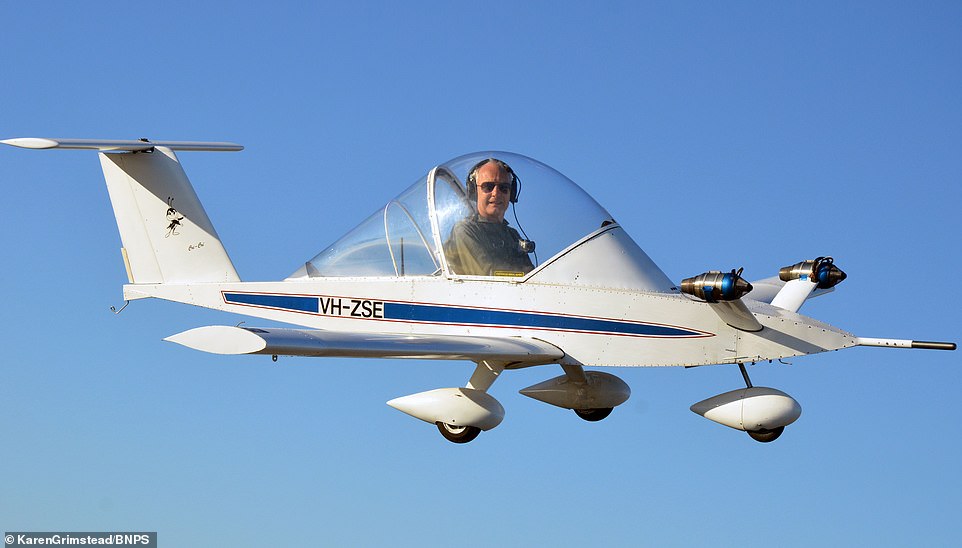 Daredevil pilot is captured on camera flying the world’s smallest twin-jet aircraft at 5,000ft