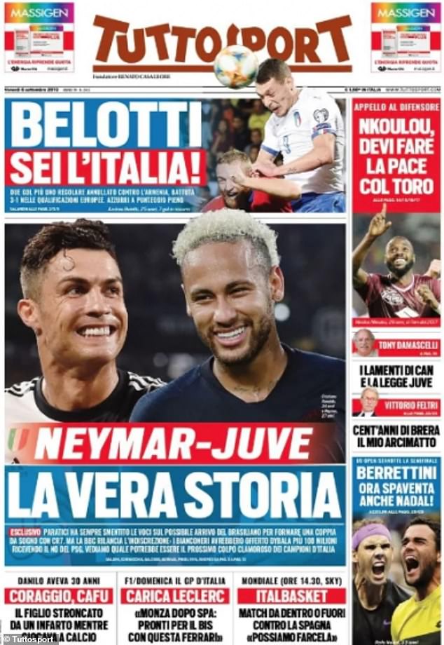 Juventus ‘wanted to form super partnership of Neymar and Cristiano Ronaldo’ this summer