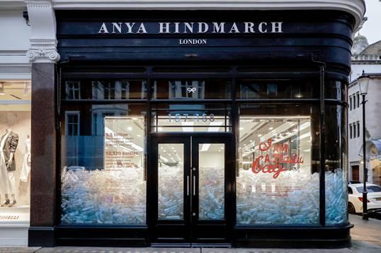 Anya Hindmarch launches ‘I Am A Plastic Bag’ and fills her London stores with 90,000 plastic bottles