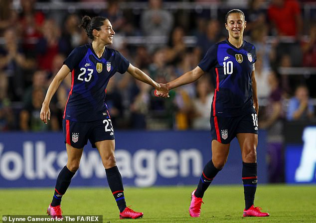 USA Women 2-0 England Women: Christen Press and Carli Lloyd secure victory for home side