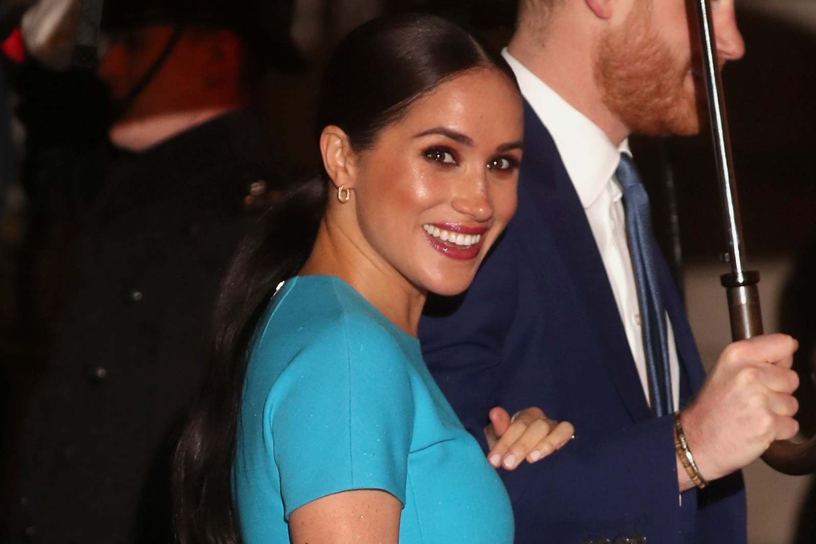 Meghan Markle dazzles in baby blue Victoria Beckham dress for first UK appearance in two months