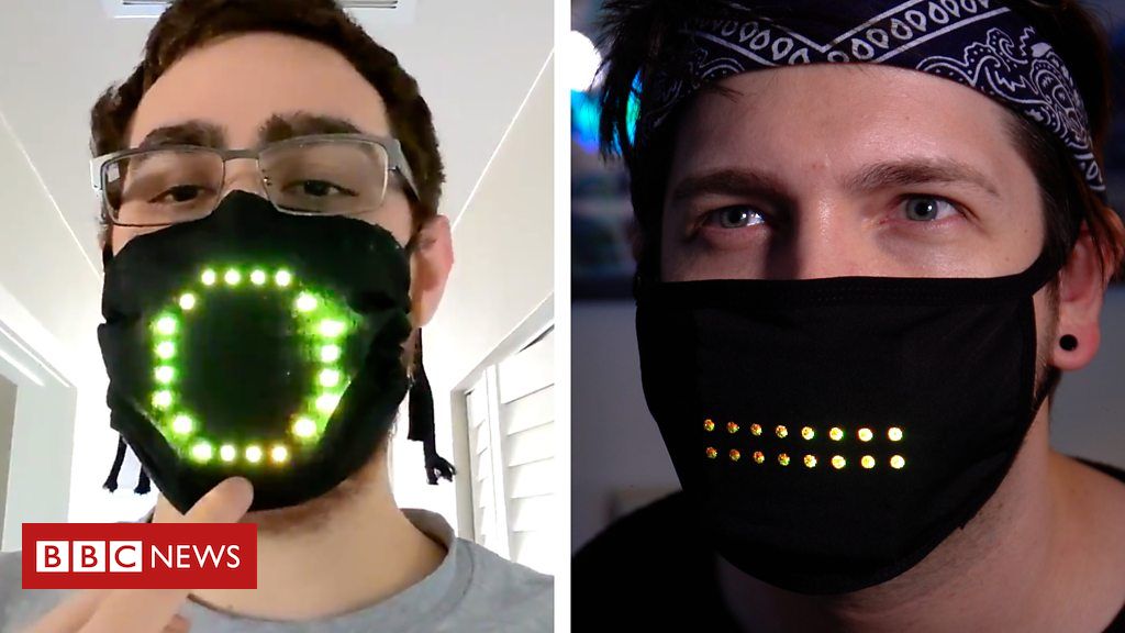 Coronavirus face mask lights up with moving mouth shapes