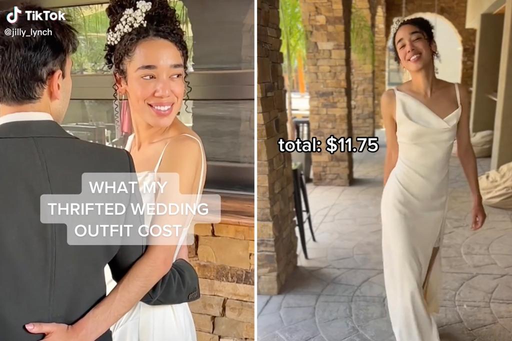 Bride wows TikTok with $3.75 thrift shop dress: ‘It is perfection’