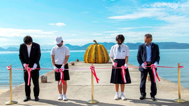 Yayoi Kusama’s yellow pumpkin is back on Naoshima Island, Japan