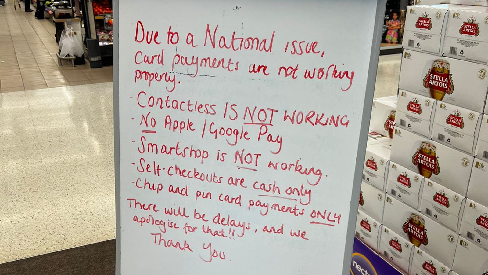 Sainsbury’s and Tesco apologise for ‘inconvenience’ to customers after in store and online ‘technical issues’ | Business News