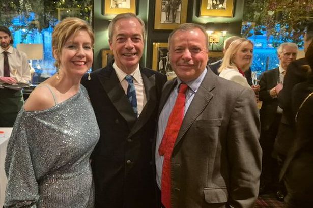 Liz Truss spotted in background at Nigel Farage's birthday bash where Donald Trump sent message