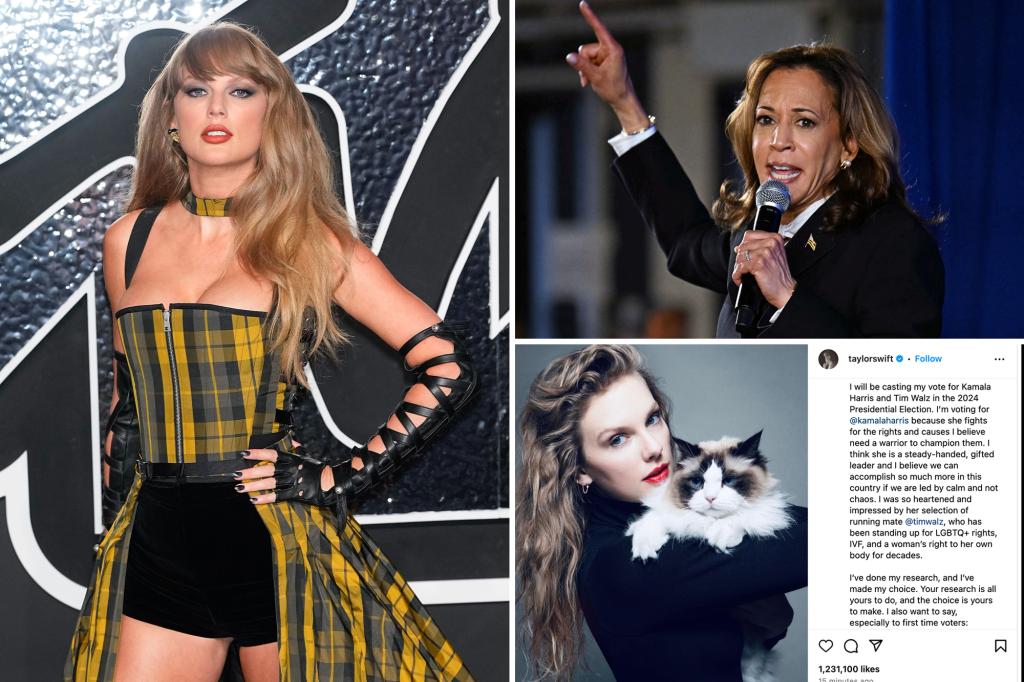 Taylor Swift’s Kamala Harris endorsement leads to a flood of voter registration site visits