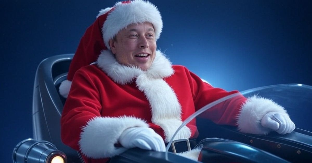 AI imagines Elon Musk taking Santa Claus’ job with SpaceX sleigh and robotic workshop