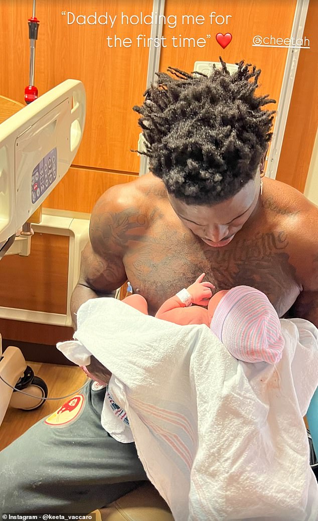 Tyreek Hill announces birth of latest child with wife Keeta Vaccaro… but eagle-eyed fans quickly notice bizarre detail in photo