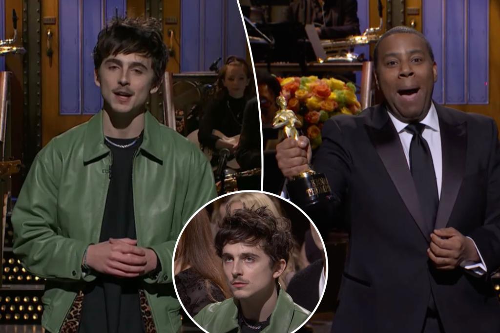 Timothee Chalamet pokes fun at award show failures as actor pulls double duty on ‘SNL’