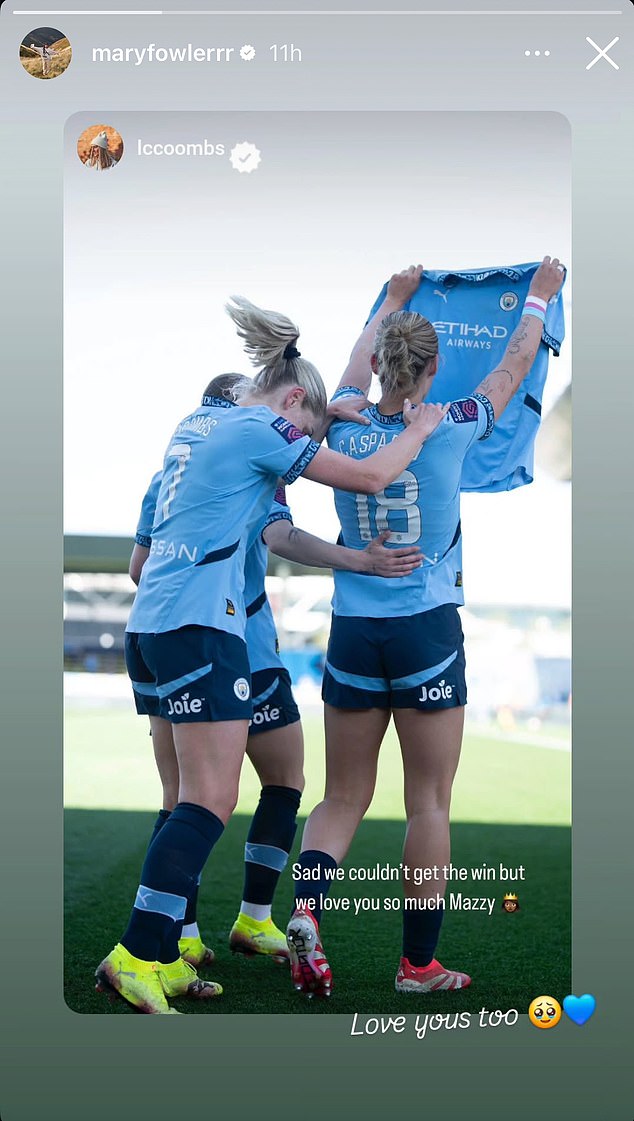 Mary Fowler reacts to team-mate’s touching on-field gesture after the Matildas star suffered a brutal ACL injury