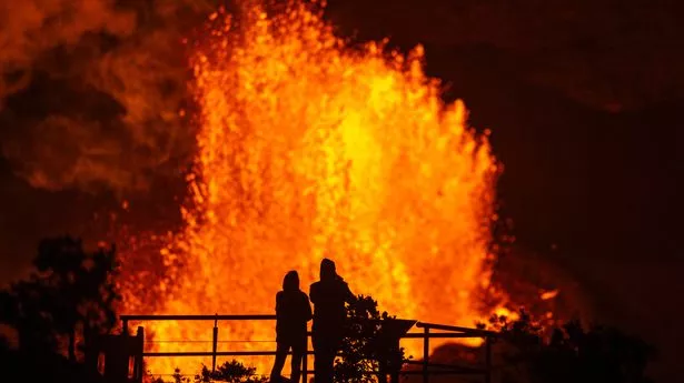 Lava-spewing volcano provides 'beautiful display of nature' as epic eruption captured