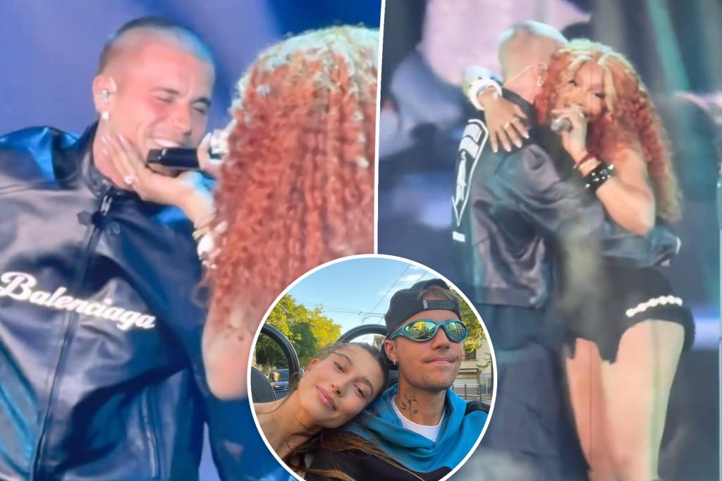 Hailey Bieber supports husband Justin during his surprise appearance at SZA concert