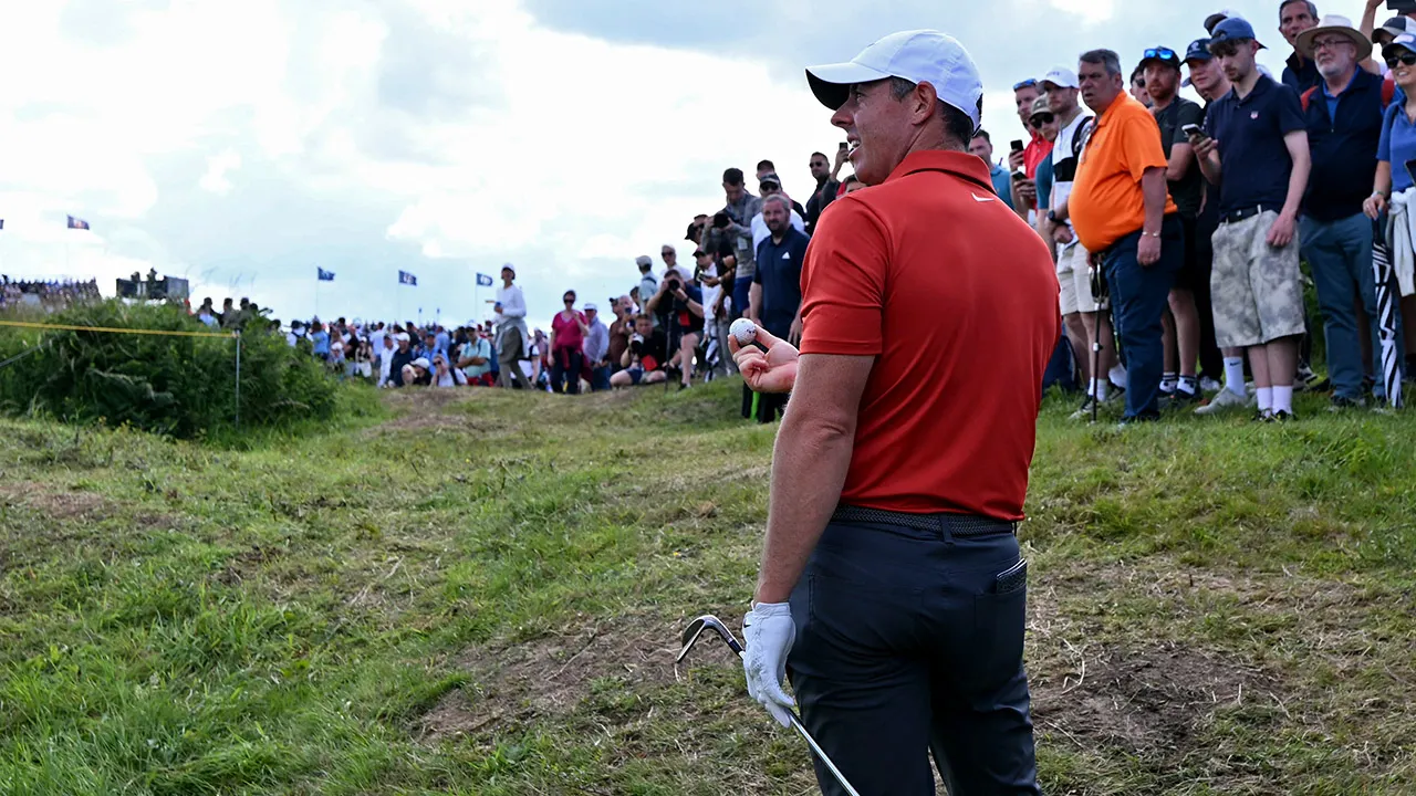 The Open: Rory McIlroy unearths golf ball with shot in wild scene