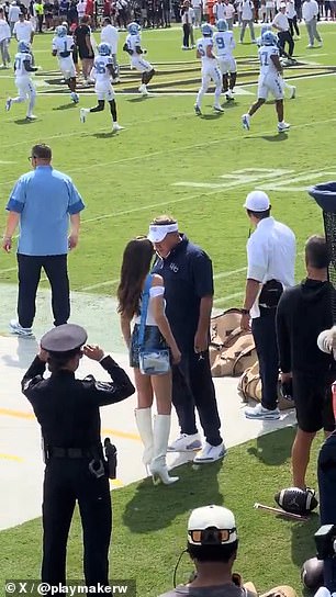 Jordon Hudson slammed for ’embarrassing’ act as she returns to UNC sidelines in very risque outfit