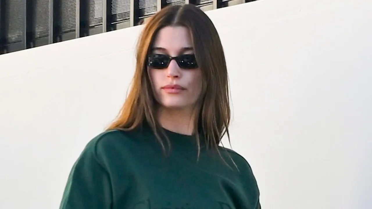 Hailey Bieber’s Long Oval Cheetah Print Nails Put a Twist on the French Manicure