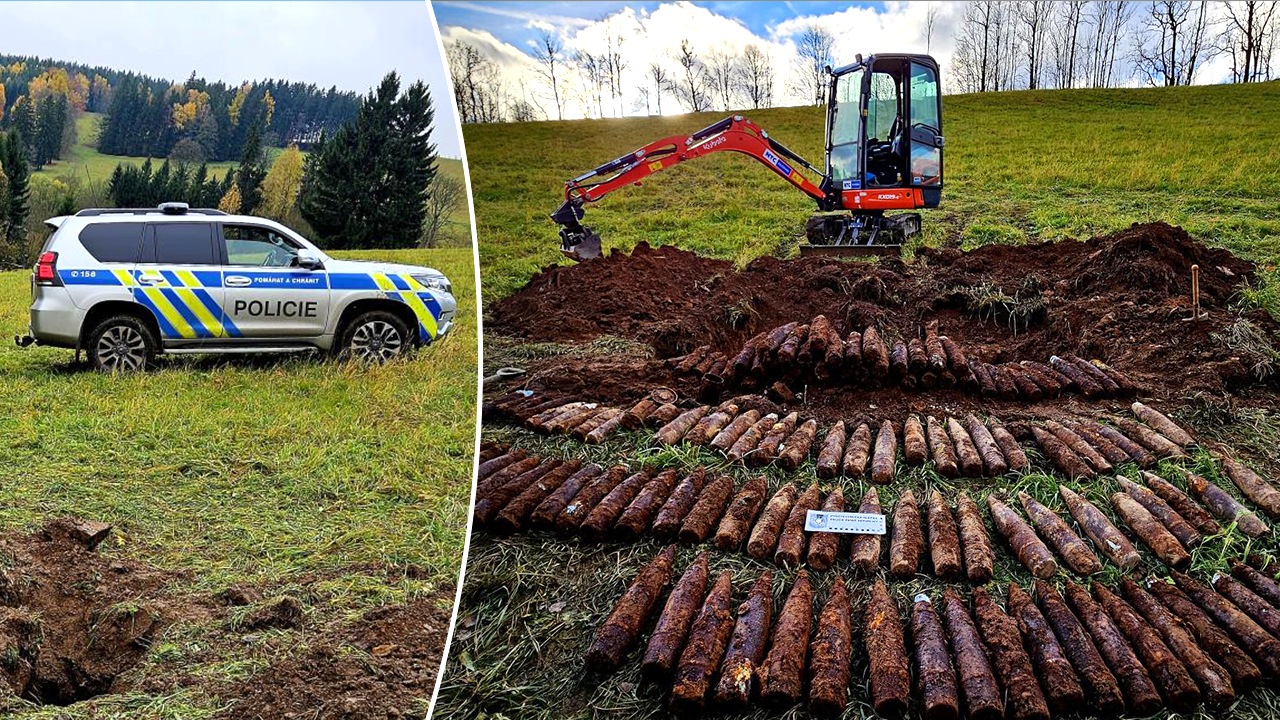 Father and son, while metal detecting, find 138+ artillery shells in Czech forest