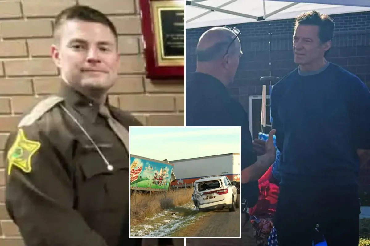 Hugh Jackman pays respect at memorial for fallen Indiana sheriff’s corporal Blake Reynolds