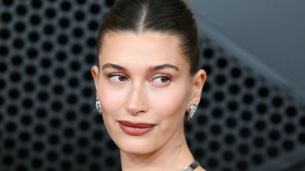 Hailey Bieber Wore Moody Lip Gloss Nails on the Grammys Red Carpet