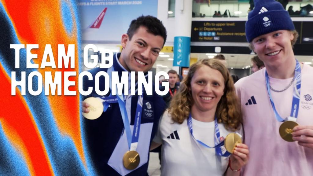 Team GB's Winter Olympians land back in the UK