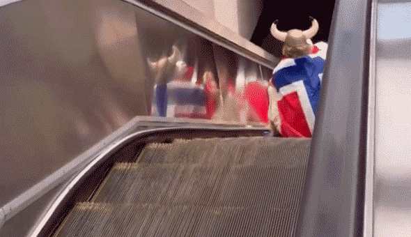 Norway fans perform viral Viking row on Boston escalator at World Cup